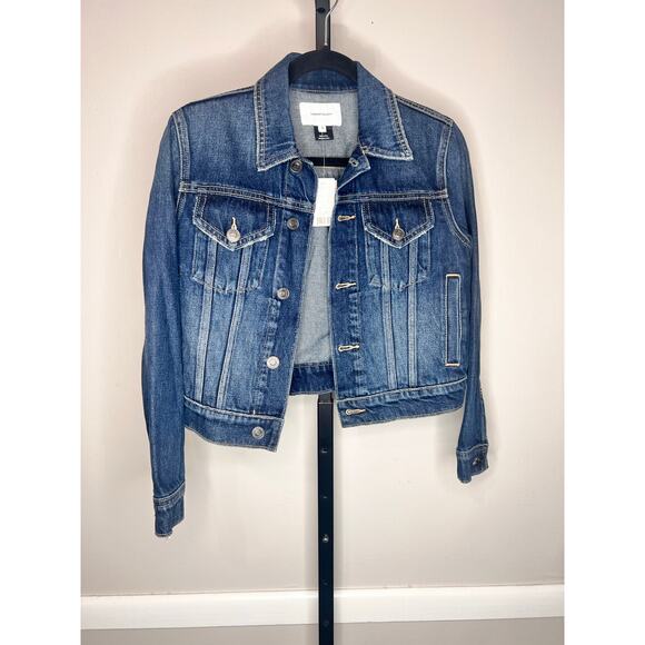 Current/Elliott The Baby Denim Trucker Jean Jacket Grassland Women's Size 0 NWT - Picture 4 of 9